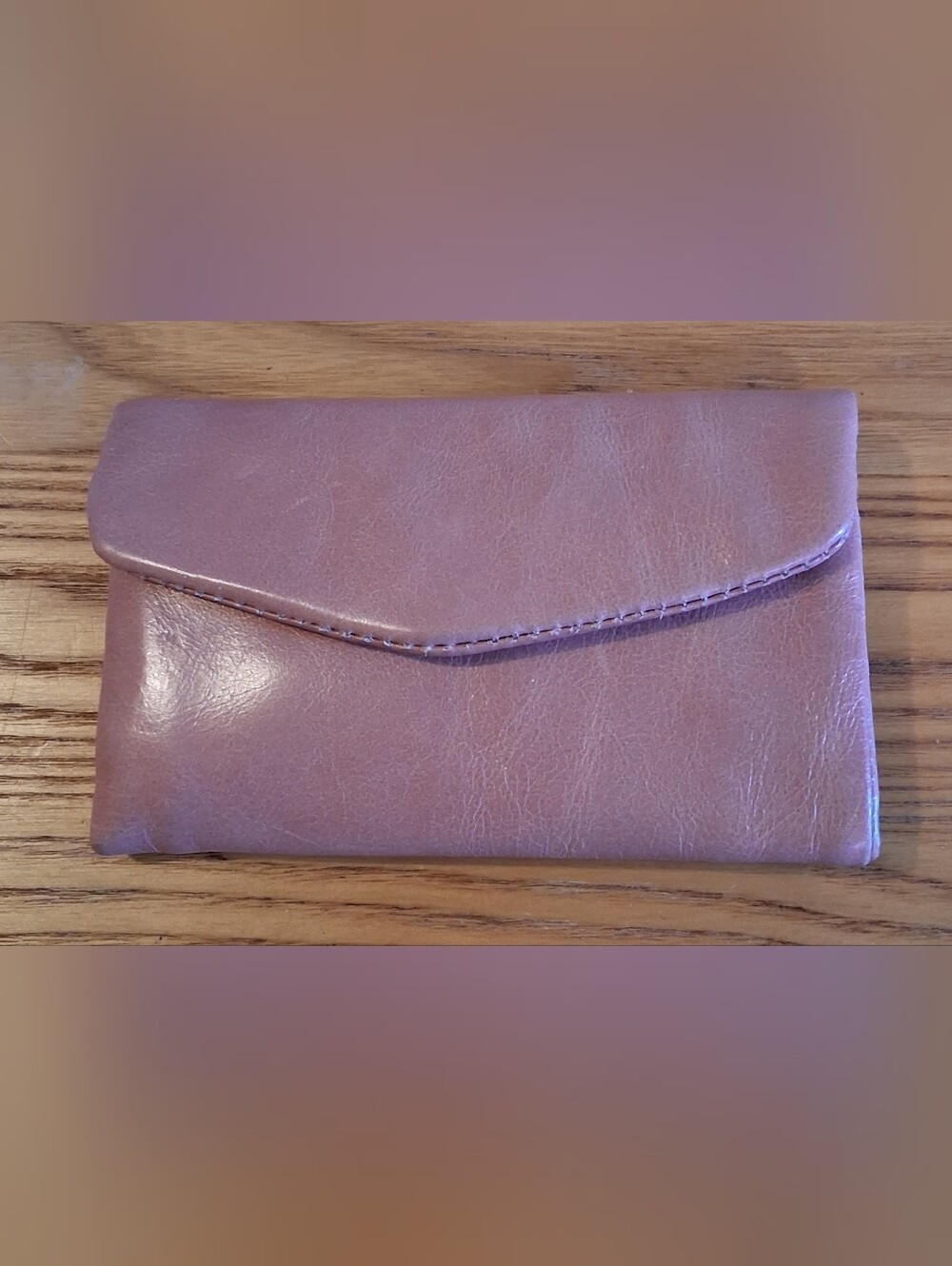 EUC HOBO International Pastel Pink Leather Casual Everyday Flap Bifold Wallet